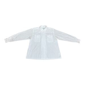 Carleen One-Of-A-Kind White Cotton Eyelet Long Sleeve Shirt Medium
